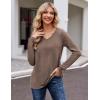 Zeagoo Womens Long Sleeve T Shirts V Neck Soft Basic Tee Loose Fit Casual Tops Winter Clothing(Grey)