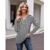 Zeagoo Womens Long Sleeve T Shirts V Neck Soft Basic Tee Loose Fit Casual Tops Winter Clothing(Grey Floral Hf36)