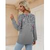 Zeagoo Womens Long Sleeve T Shirts V Neck Soft Basic Tee Loose Fit Casual Tops Winter Clothing(Grey Floral Hf36)