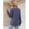 Zeagoo Womens Long Sleeve T Shirts V Neck Soft Basic Tee Loose Fit Casual Tops Winter Clothing(Navy Blue)
