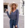 Zeagoo Womens Long Sleeve T Shirts V Neck Soft Basic Tee Loose Fit Casual Tops Winter Clothing(Navy Blue)