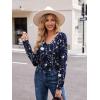 Zeagoo Womens Long Sleeve T Shirts V Neck Soft Basic Tee Loose Fit Casual Tops Winter Clothing(Navy Floral 180)