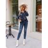 Zeagoo Womens Long Sleeve T Shirts V Neck Soft Basic Tee Loose Fit Casual Tops Winter Clothing(Navy Floral 180)
