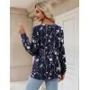 Zeagoo Womens Long Sleeve T Shirts V Neck Soft Basic Tee Loose Fit Casual Tops Winter Clothing(Navy Floral 180)