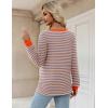 Zeagoo Womens Long Sleeve T Shirts V Neck Soft Basic Tee Loose Fit Casual Tops Winter Clothing(Pink Blue)