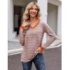 Zeagoo Womens Long Sleeve T Shirts V Neck Soft Basic Tee Loose Fit Casual Tops Winter Clothing(Pink Blue)