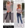 Zeagoo Womens Long Sleeve T Shirts V Neck Soft Basic Tee Loose Fit Casual Tops Winter Clothing(Pink Blue)
