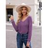 Zeagoo Womens Long Sleeve T Shirts V Neck Soft Basic Tee Loose Fit Casual Tops Winter Clothing(Purple)