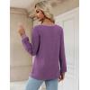 Zeagoo Womens Long Sleeve T Shirts V Neck Soft Basic Tee Loose Fit Casual Tops Winter Clothing(Purple)