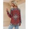 Zeagoo Womens Long Sleeve T Shirts V Neck Soft Basic Tee Loose Fit Casual Tops Winter Clothing(Red Pattern Mz870)