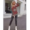 Zeagoo Womens Long Sleeve T Shirts V Neck Soft Basic Tee Loose Fit Casual Tops Winter Clothing(Red Pattern Mz870)