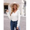 Zeagoo Womens Long Sleeve T Shirts V Neck Soft Basic Tee Loose Fit Casual Tops Winter Clothing(White)