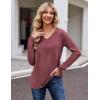 Zeagoo Womens Long Sleeve T Shirts V Neck Soft Basic Tee Loose Fit Casual Tops Winter Clothing(Wine Red)