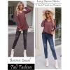 Zeagoo Womens Long Sleeve T Shirts V Neck Soft Basic Tee Loose Fit Casual Tops Winter Clothing(Wine Red)