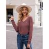 Zeagoo Womens Long Sleeve T Shirts V Neck Soft Basic Tee Loose Fit Casual Tops Winter Clothing(Wine Red)