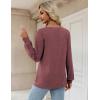 Zeagoo Womens Long Sleeve T Shirts V Neck Soft Basic Tee Loose Fit Casual Tops Winter Clothing(Wine Red)