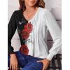 Zeagoo Women’s Puff Long Sleeve Shirts Pleated V Neck Fall Tunic Tops Blouse Dressy Casual Summer T-Shirts(Bf101)