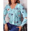 Zeagoo Women’s Puff Long Sleeve Shirts Pleated V Neck Fall Tunic Tops Blouse Dressy Casual Summer T-Shirts(Bf139)