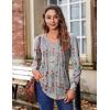 Zeagoo Women’s Puff Long Sleeve Shirts Pleated V Neck Fall Tunic Tops Blouse Dressy Casual Summer T-Shirts(Bf195)