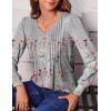 Zeagoo Women’s Puff Long Sleeve Shirts Pleated V Neck Fall Tunic Tops Blouse Dressy Casual Summer T-Shirts(Bf195)