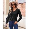 Zeagoo Women’s Puff Long Sleeve Shirts Pleated V Neck Fall Tunic Tops Blouse Dressy Casual Summer T-Shirts(Black)