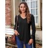 Zeagoo Women’s Puff Long Sleeve Shirts Pleated V Neck Fall Tunic Tops Blouse Dressy Casual Summer T-Shirts(Black)