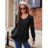 Zeagoo Women’s Puff Long Sleeve Shirts Pleated V Neck Fall Tunic Tops Blouse Dressy Casual Summer T-Shirts(Black)