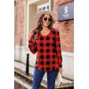 Zeagoo Women’s Puff Long Sleeve Shirts Pleated V Neck Fall Tunic Tops Blouse Dressy Casual Summer T-Shirts(Black Red Plaid)