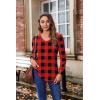 Zeagoo Women’s Puff Long Sleeve Shirts Pleated V Neck Fall Tunic Tops Blouse Dressy Casual Summer T-Shirts(Black Red Plaid)