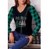 Zeagoo Women’s Puff Long Sleeve Shirts Pleated V Neck Fall Tunic Tops Blouse Dressy Casual Summer T-Shirts(Christmas Green)