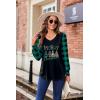 Zeagoo Women’s Puff Long Sleeve Shirts Pleated V Neck Fall Tunic Tops Blouse Dressy Casual Summer T-Shirts(Christmas Green)