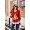 Zeagoo Women’s Puff Long Sleeve Shirts Pleated V Neck Fall Tunic Tops Blouse Dressy Casual Summer T-Shirts(Christmas Red)