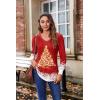 Zeagoo Women’s Puff Long Sleeve Shirts Pleated V Neck Fall Tunic Tops Blouse Dressy Casual Summer T-Shirts(Christmas Red)