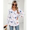 Zeagoo Women’s Puff Long Sleeve Shirts Pleated V Neck Fall Tunic Tops Blouse Dressy Casual Summer T-Shirts(Dh6)