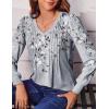 Zeagoo Women’s Puff Long Sleeve Shirts Pleated V Neck Fall Tunic Tops Blouse Dressy Casual Summer T-Shirts(Dh62)