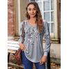 Zeagoo Women’s Puff Long Sleeve Shirts Pleated V Neck Fall Tunic Tops Blouse Dressy Casual Summer T-Shirts(Dh62)