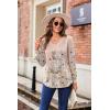 Zeagoo Women’s Puff Long Sleeve Shirts Pleated V Neck Fall Tunic Tops Blouse Dressy Casual Summer T-Shirts(Floral Champagne)