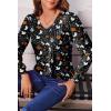 Zeagoo Women’s Puff Long Sleeve Shirts Pleated V Neck Fall Tunic Tops Blouse Dressy Casual Summer T-Shirts(Halloween 36)