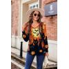 Zeagoo Women’s Puff Long Sleeve Shirts Pleated V Neck Fall Tunic Tops Blouse Dressy Casual Summer T-Shirts(Halloween Orange Black)