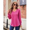 Zeagoo Women’s Puff Long Sleeve Shirts Pleated V Neck Fall Tunic Tops Blouse Dressy Casual Summer T-Shirts(Hot Pink)