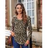 Zeagoo Women’s Puff Long Sleeve Shirts Pleated V Neck Fall Tunic Tops Blouse Dressy Casual Summer T-Shirts(Leopard)