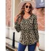 Zeagoo Women’s Puff Long Sleeve Shirts Pleated V Neck Fall Tunic Tops Blouse Dressy Casual Summer T-Shirts(Leopard)