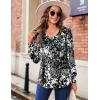 Zeagoo Women’s Puff Long Sleeve Shirts Pleated V Neck Fall Tunic Tops Blouse Dressy Casual Summer T-Shirts(Multicoloured 273)