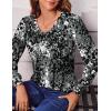 Zeagoo Women’s Puff Long Sleeve Shirts Pleated V Neck Fall Tunic Tops Blouse Dressy Casual Summer T-Shirts(Multicoloured 273)