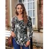 Zeagoo Women’s Puff Long Sleeve Shirts Pleated V Neck Fall Tunic Tops Blouse Dressy Casual Summer T-Shirts(Multicoloured 273)