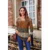Zeagoo Women’s Puff Long Sleeve Shirts Pleated V Neck Fall Tunic Tops Blouse Dressy Casual Summer T-Shirts(Multicoloured 398)