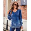 Zeagoo Women’s Puff Long Sleeve Shirts Pleated V Neck Fall Tunic Tops Blouse Dressy Casual Summer T-Shirts(Mz712)