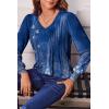 Zeagoo Women’s Puff Long Sleeve Shirts Pleated V Neck Fall Tunic Tops Blouse Dressy Casual Summer T-Shirts(Mz712)