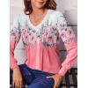 Zeagoo Women’s Puff Long Sleeve Shirts Pleated V Neck Fall Tunic Tops Blouse Dressy Casual Summer T-Shirts(Sf122)