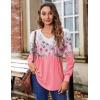 Zeagoo Women’s Puff Long Sleeve Shirts Pleated V Neck Fall Tunic Tops Blouse Dressy Casual Summer T-Shirts(Sf122)